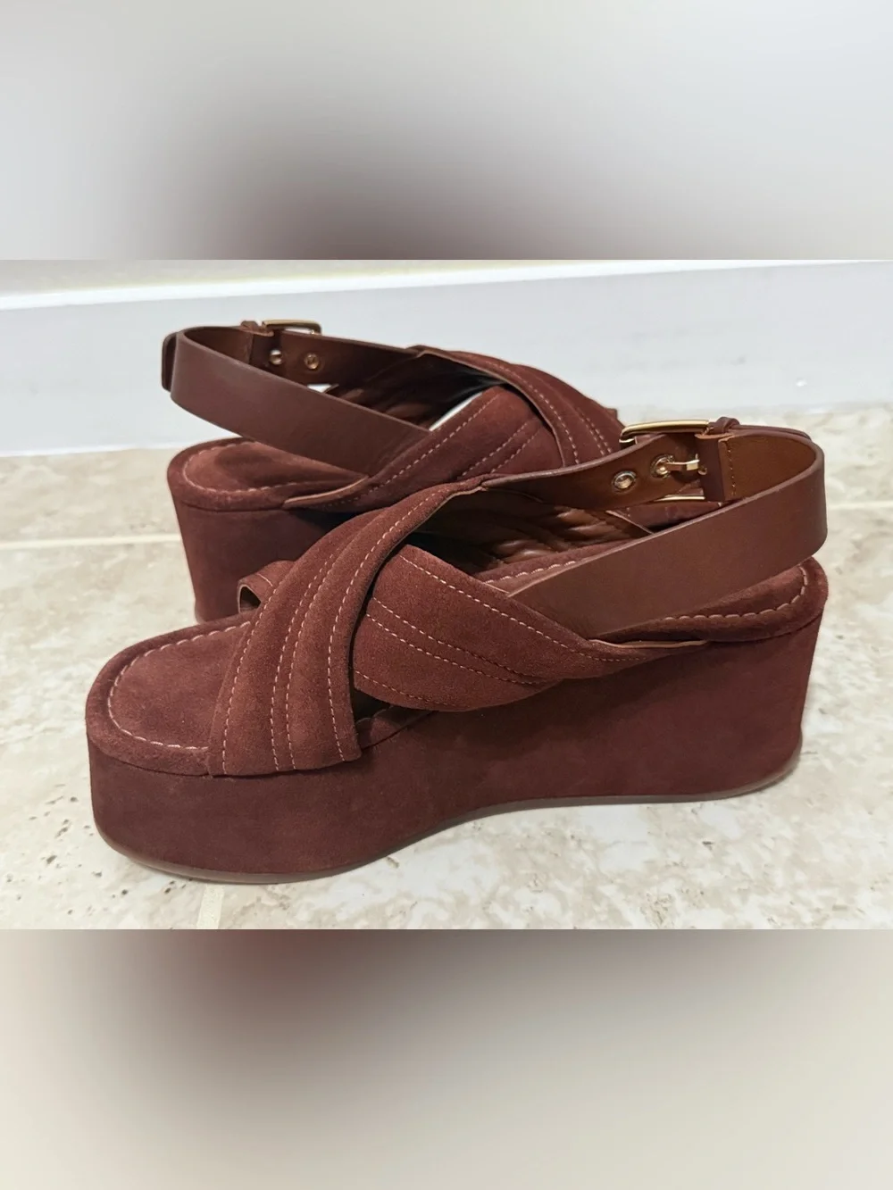 Free People Women's Beach Party Platform Sandals In Cathay Spice Suede